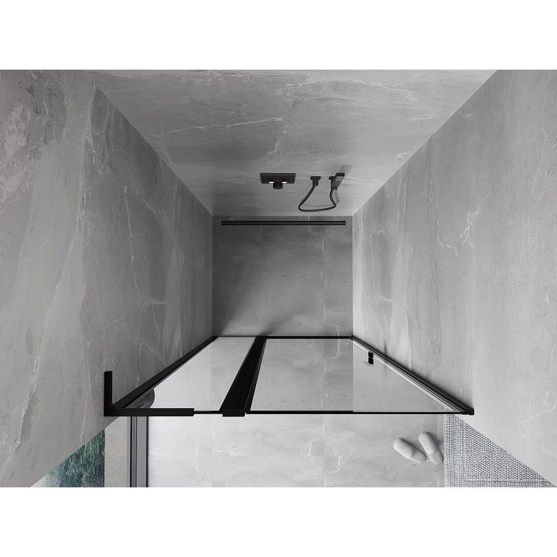 Mexen Mist L porta doccia apribile sinistra 120 cm, cornice nera, nero - 8A4L-120-000-70-70-L