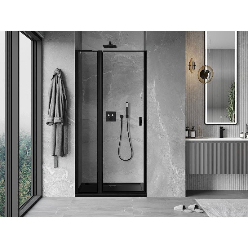 Mexen Mist L porta doccia apribile sinistra 120 cm, cornice nera, nero - 8A4L-120-000-70-70-L