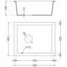 Mexen Pedro zlewozmywak granitowy 1-komorowy 560 x 460 mm, czarny nakrapiany, syfon czarny - 6508561000-76-B