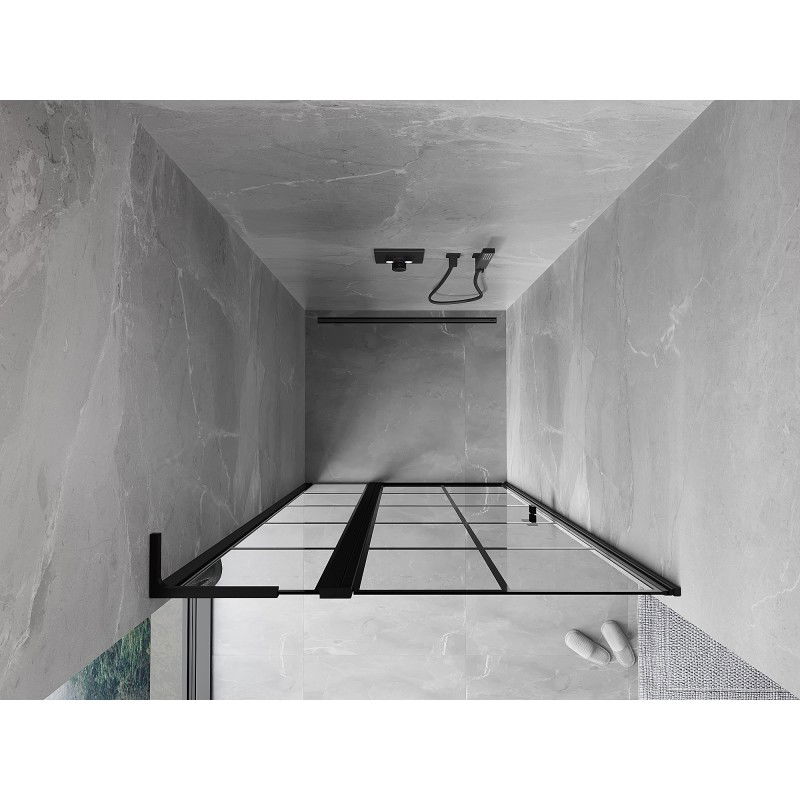 Mexen Mist L left hinged shower door 100 cm, black grid, black - 8A4L-100-000-70-77-L