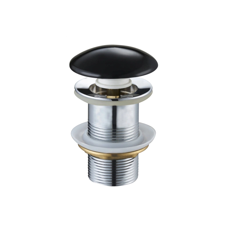 Mexen rund klick-klack plugg, svart keramisk glans - 79910-75