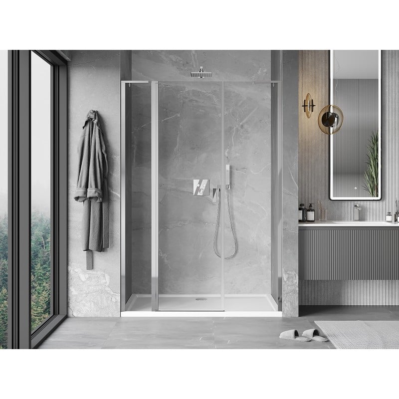 Mexen Mist L drzwi prysznicowe uchylne 145 cm, transparent, chrom - 8A4L-145-001-01-00