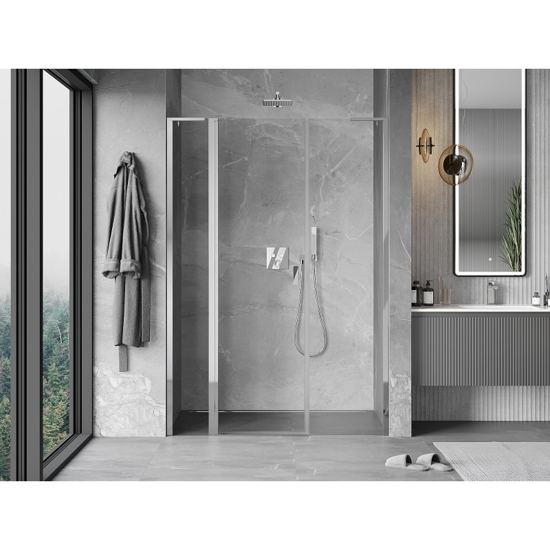 Mexen Mist L drzwi prysznicowe uchylne 150 cm, transparent, chrom - 8A4L-150-001-01-00
