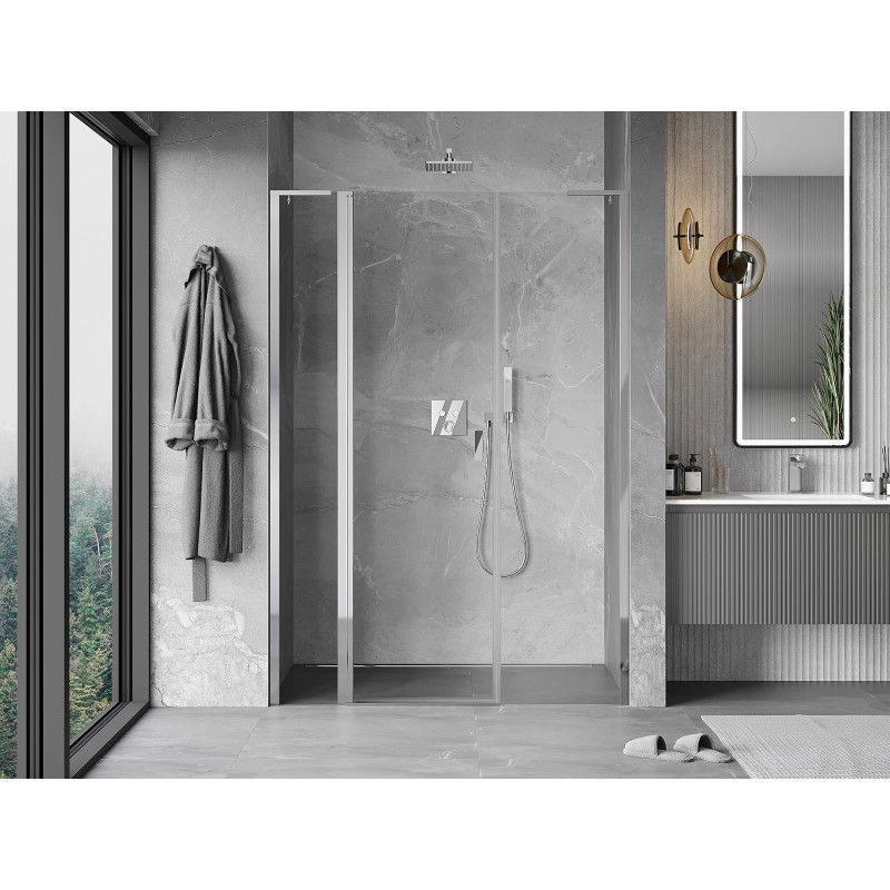 Mexen Mist L porte de douche pivotante 155 cm, transparent, chrome - 8A4L-155-001-01-00