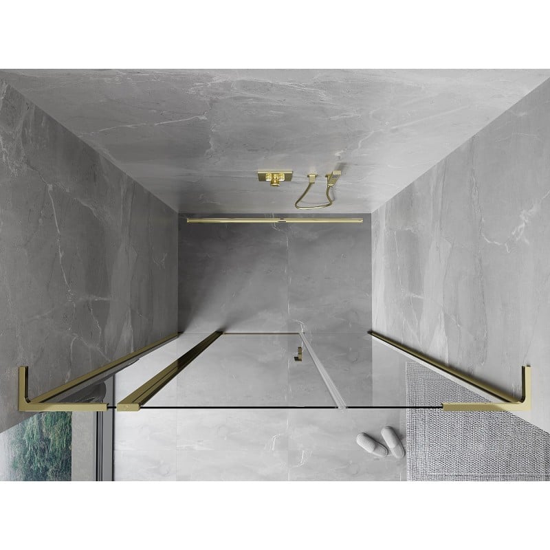 Mexen Mist L drzwi prysznicowe uchylne 155 cm, transparent, złote - 8A4L-155-001-50-00