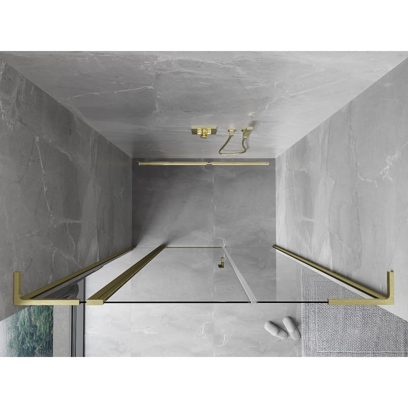 Mexen Mist L porte de douche pivotantes 160 cm, transparent, or brossé - 8A4L-160-001-55-00
