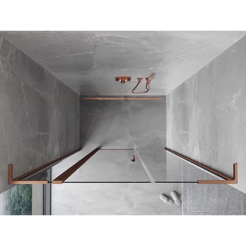 Mexen Mist L drzwi prysznicowe uchylne 135 cm, transparent, miedź szczotkowana - 8A4L-135-001-65-00