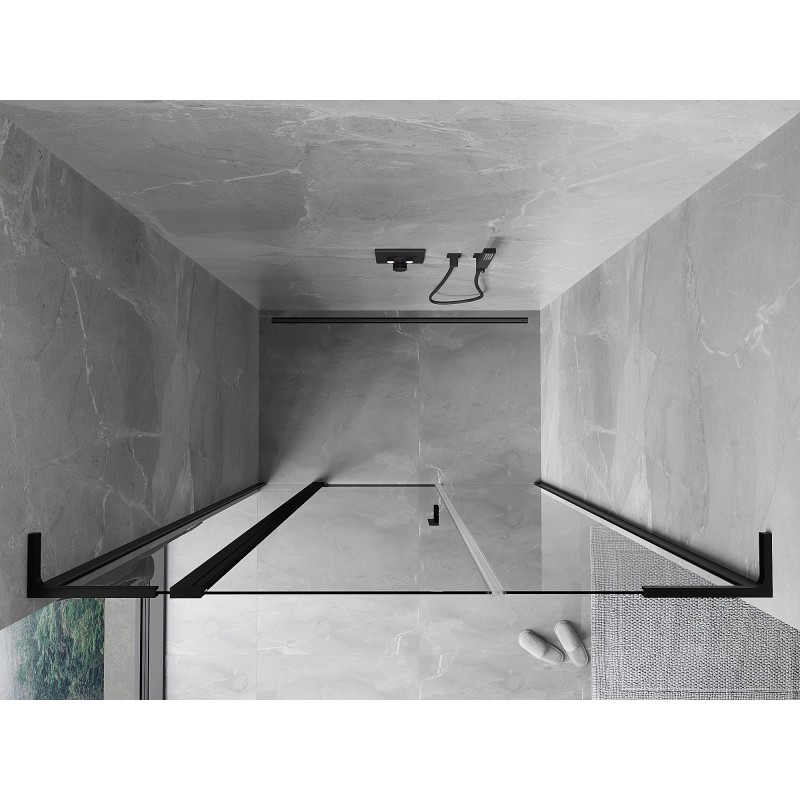 Mexen Mist L drzwi prysznicowe uchylne 150 cm, transparent, czarne - 8A4L-150-001-70-00