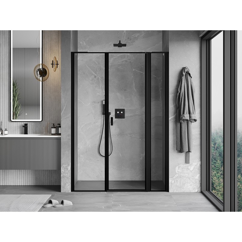 Mexen Mist L drzwi prysznicowe uchylne prawe 135 cm, czarna ramka, czarne - 8A4L-135-001-70-70-P