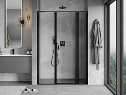 Mexen Mist L right hinged shower door 135 cm, black frame, black - 8A4L-135-001-70-70-P