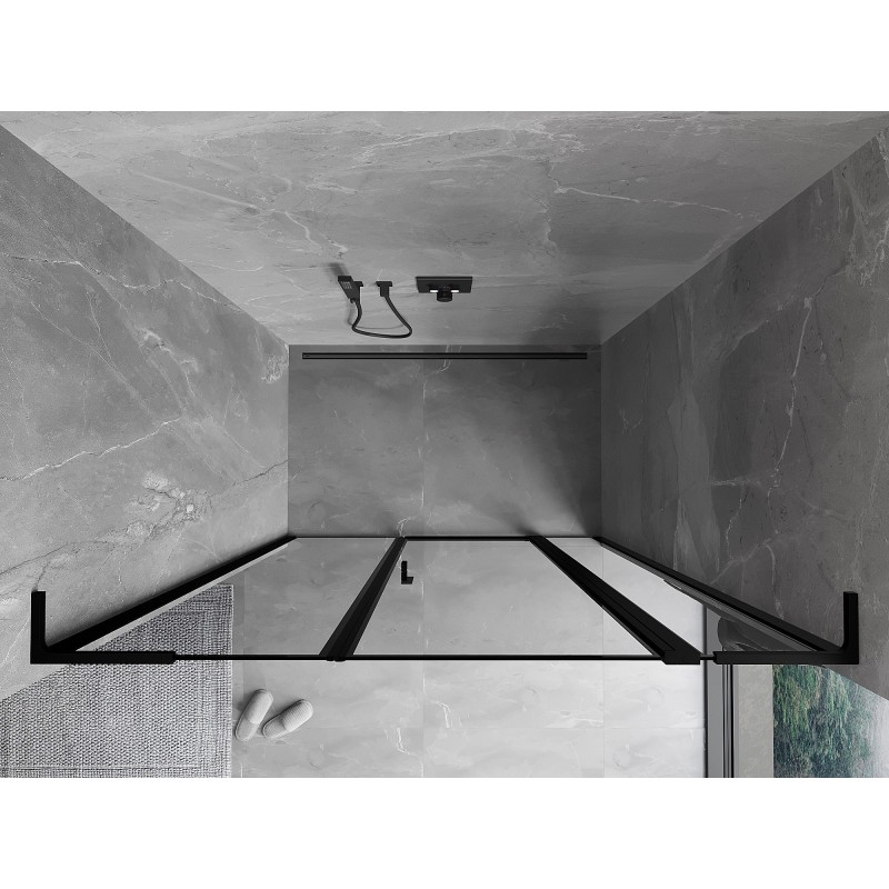 Mexen Mist L drzwi prysznicowe uchylne prawe 140 cm, czarna ramka, czarne - 8A4L-140-001-70-70-P