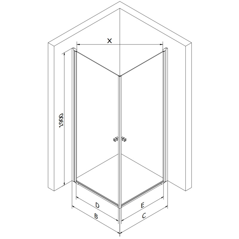 Mexen Pretoria Duo cabina de ducha abatible 80 x 80 cm, transparente, dorada - 852-080-080-50-00-02