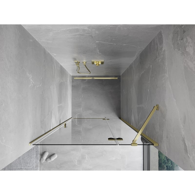 Mexen Mist-H paremad dušiuksed, paremal pool avatavad 85 cm, läbipaistvad, kuldsed - 8A5-085-000-50-00-P