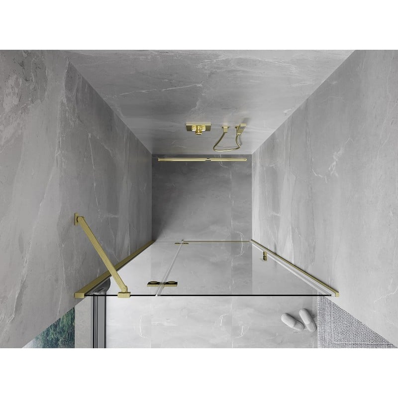 Mexen Mist-H drzwi prysznicowe uchylne lewe 110 cm, transparent, złote szczotkowane - 8A5-110-000-55-00-L