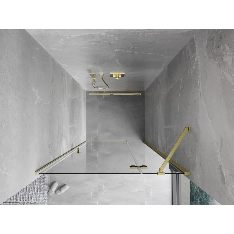 Mexen Mist-H draaideur douchedeur rechts 80 cm, transparant, geborsteld goud - 8A5-080-000-55-00-P