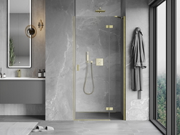 Mexen Mist-H right hinged shower door 95 cm, transparent, brushed gold - 8A5-095-000-55-00-P