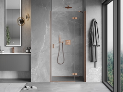 Mexen Mist-H right-hinged shower door 95 cm, transparent, brushed copper - 8A5-095-000-65-00-P