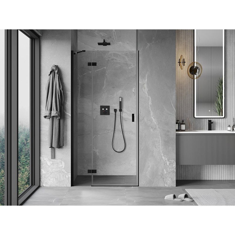 Mexen Mist-H draaideuren voor douche links 80 cm, transparant, zwart - 8A5-080-000-70-00-L