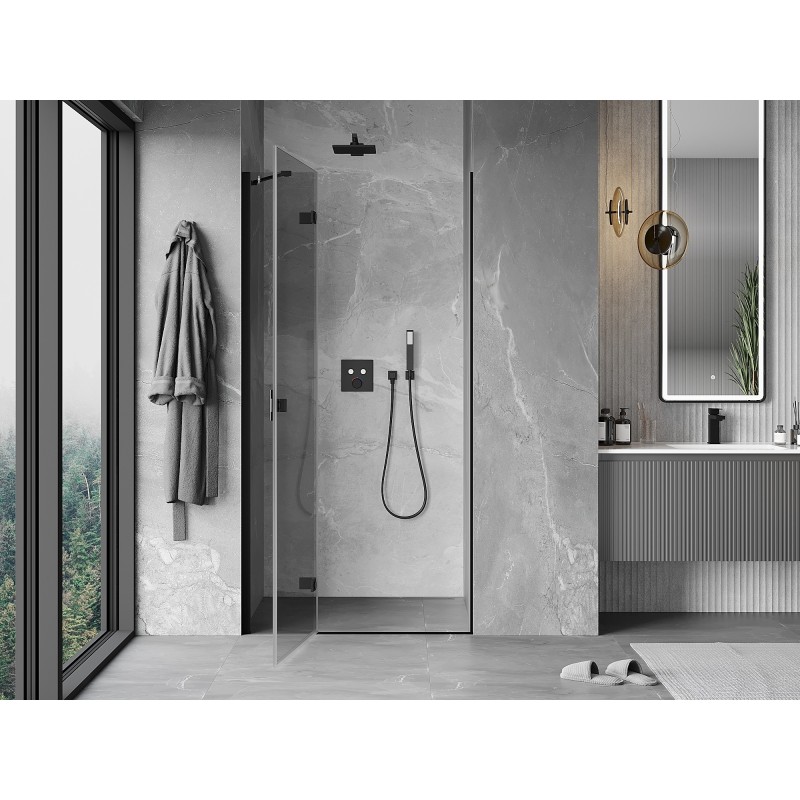 Mexen Mist-H drzwi prysznicowe uchylne lewe 95 cm, transparent, czarne - 8A5-095-000-70-00-L