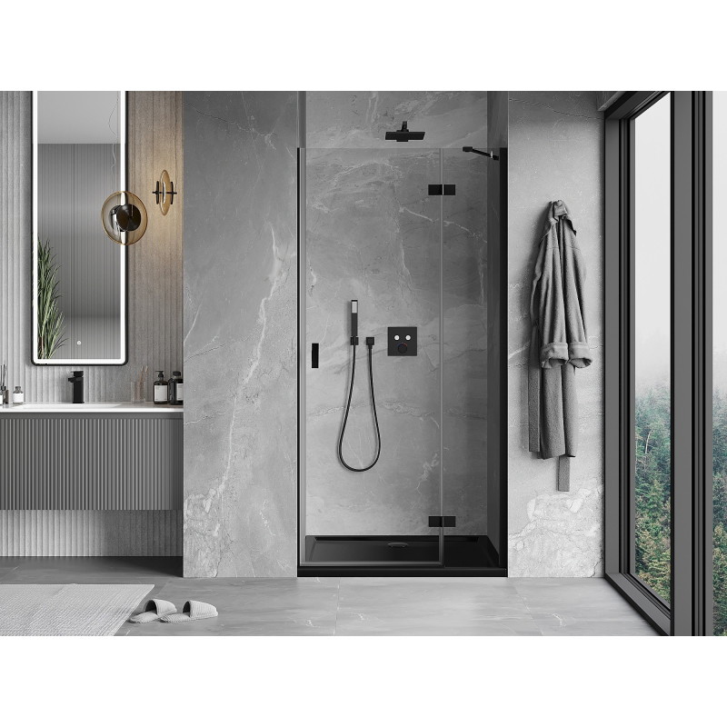 Mexen Mist-H pareduššide parempoolne uks 85 cm, läbipaistev, must - 8A5-085-000-70-00-P