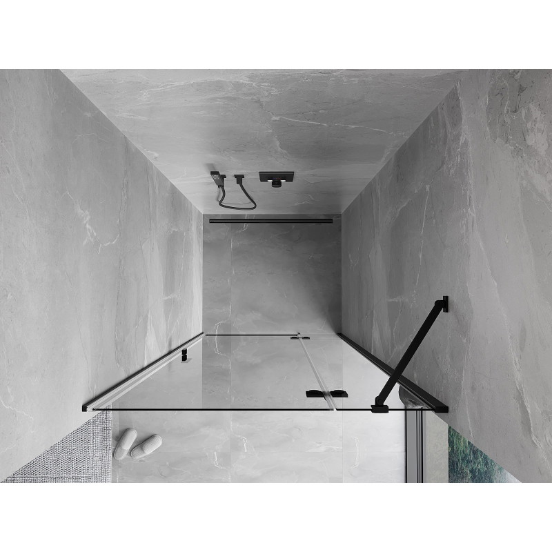 Mexen Mist-H paremad dušiuksed, parempoolsed, 115 cm, läbipaistev, must - 8A5-115-000-70-00-P