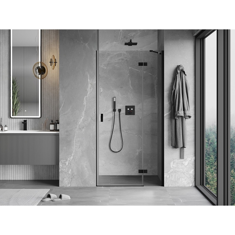 Mexen Mist-H paremad dušiuksed, parempoolsed, 115 cm, läbipaistev, must - 8A5-115-000-70-00-P