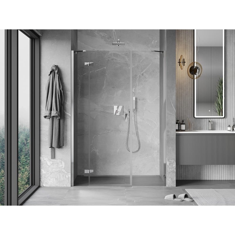 Mexen Mist-H left hinged shower door 145 cm, transparent, chrome - 8A5-145-001-01-00-L