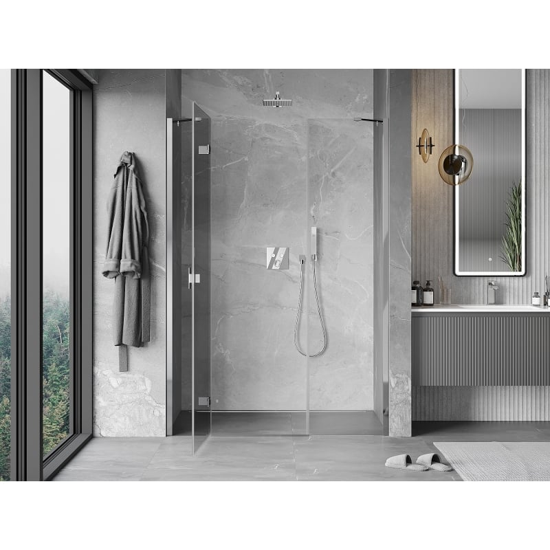 Mexen Mist-H vasakpoolne duššiuks, 160 cm, läbipaistev, kroom - 8A5-160-001-01-00-L