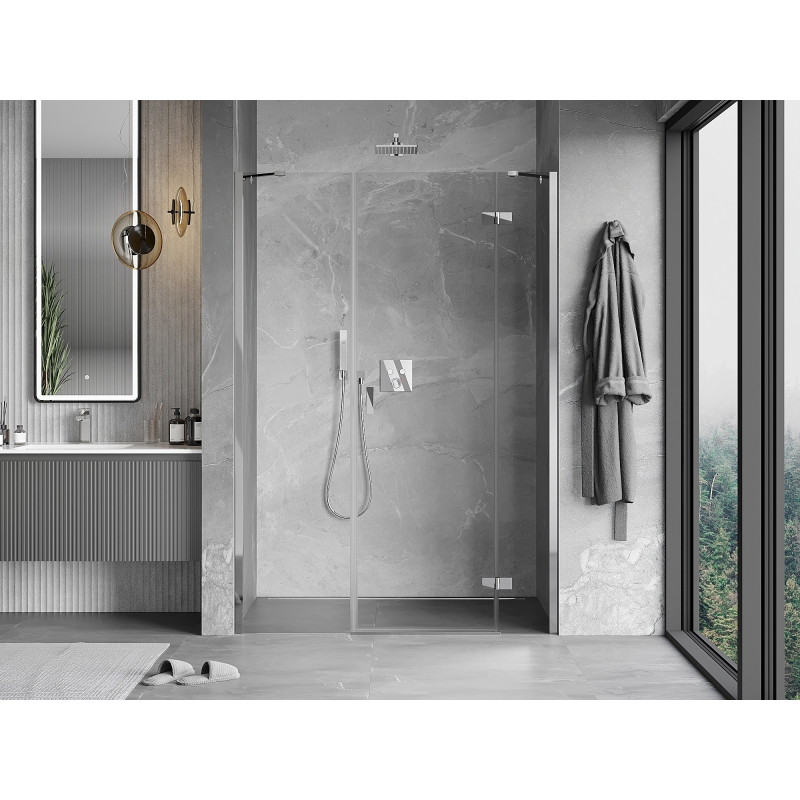 Mexen Mist-H paremakse hingedega dušiuks 150 cm, läbipaistev, kroom - 8A5-150-001-01-00-P
