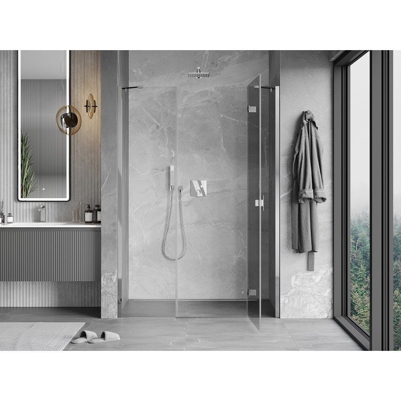 Mexen Mist-H paremakse hingedega dušiuks 150 cm, läbipaistev, kroom - 8A5-150-001-01-00-P
