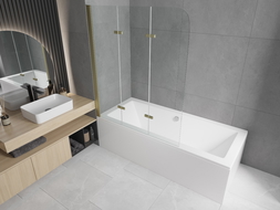 Mexen Felix 3-panel folding shower screen 120 x 140 cm, transparent, gold - 890-120-003-50-00