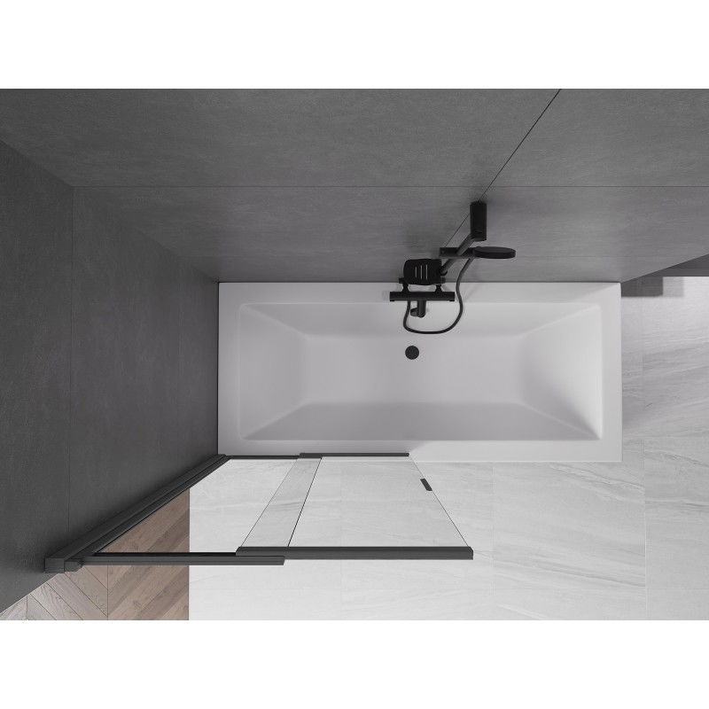 Mexen Fox 2-delige verschuifbare badwandscherm 85 x 150 cm, transparant, geborsteld grijs - 891-085-002-66-00