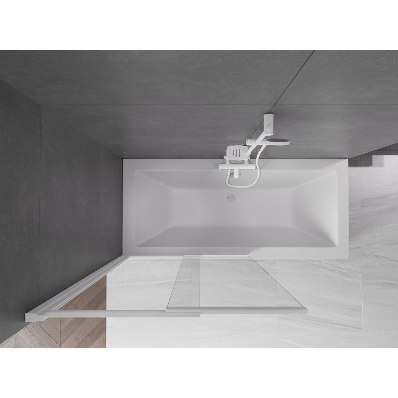 Mexen Fox paratia per vasca da bagno a 2 ante scorrevoli 100 x 150 cm, trasparente, bianco - 891-100-002-20-00