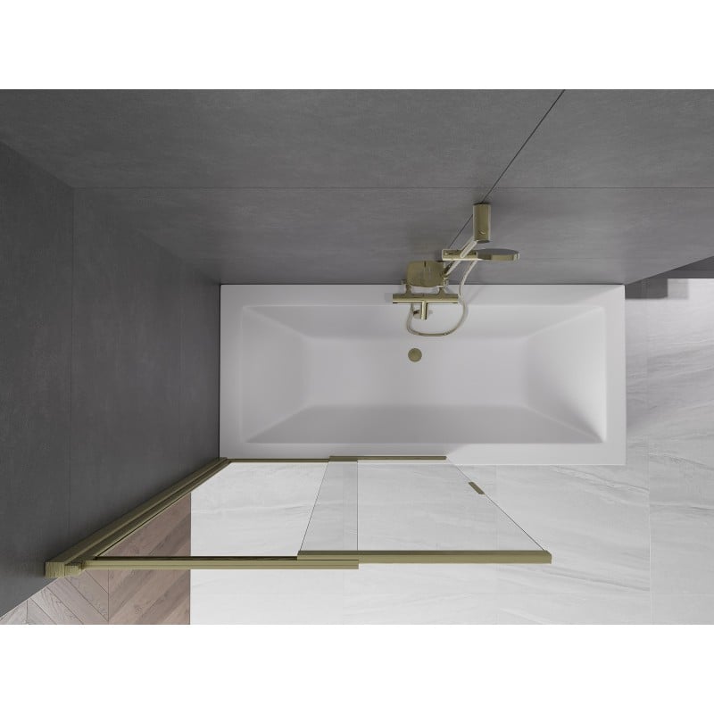 Mexen Fox badwand 2-delige schuifbare 100 x 150 cm, transparant, goud geborsteld - 891-100-002-55-00