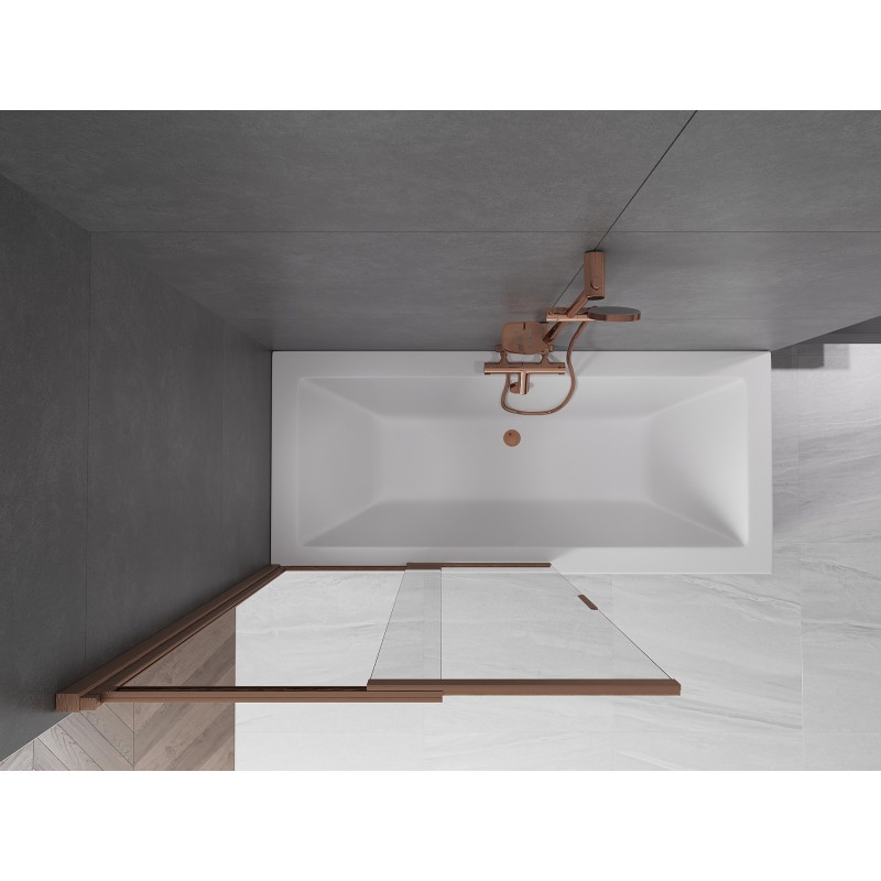 Mexen Fox dvokrilni klizni tuš paravan 100 x 150 cm, proziran, brušeni bakar - 891-100-002-65-00