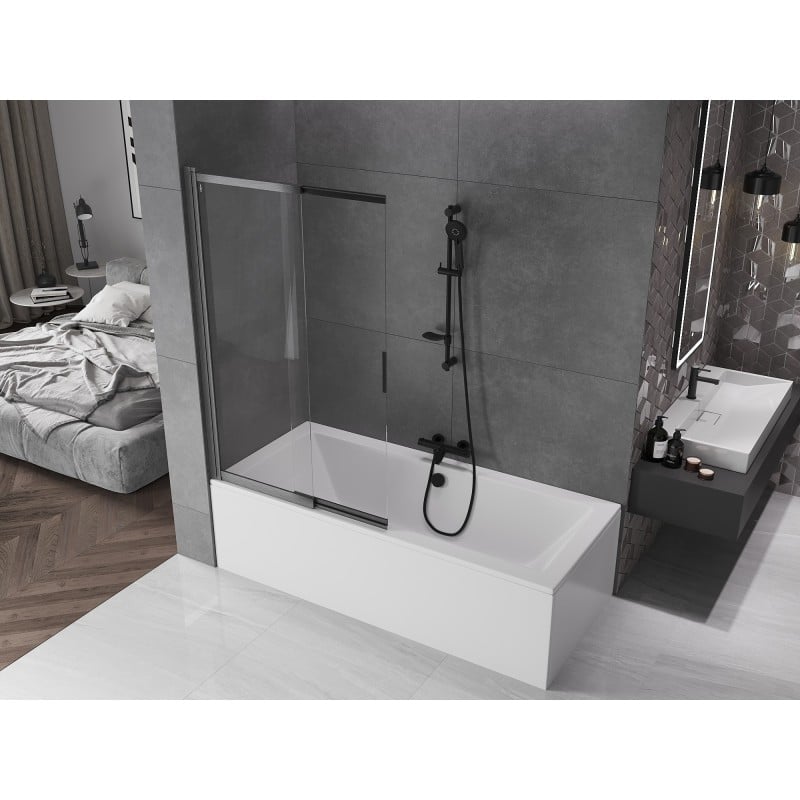 Mexen Fox paroi de douche à double panneaux coulissants 100 x 150 cm, transparent, gris canon brossé - 891-100-002-66-00