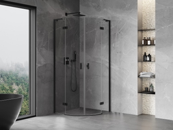 Mexen Mist L dušikabiin poolkaar avanev 90 x 90 cm, läbipaistev, must - 8A33L-090-090-70-00