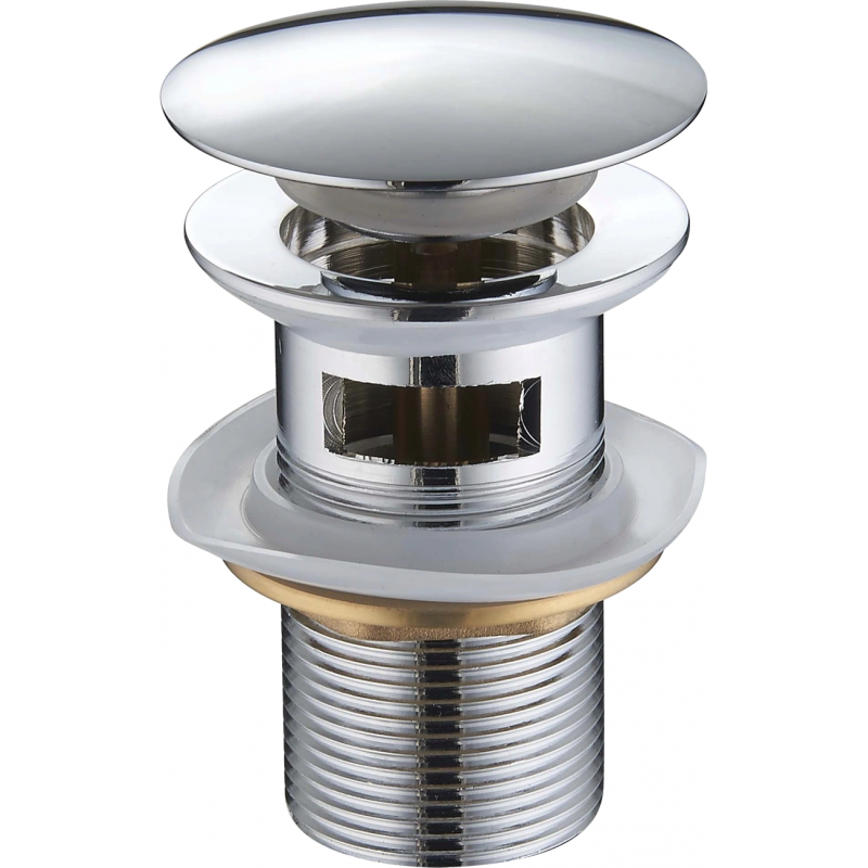 Mexen tampa tipo click-clack redonda com transbordo, cromada - 79920-00