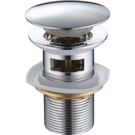 Mexen tampa tipo click-clack redonda com transbordo, cromada - 79920-00