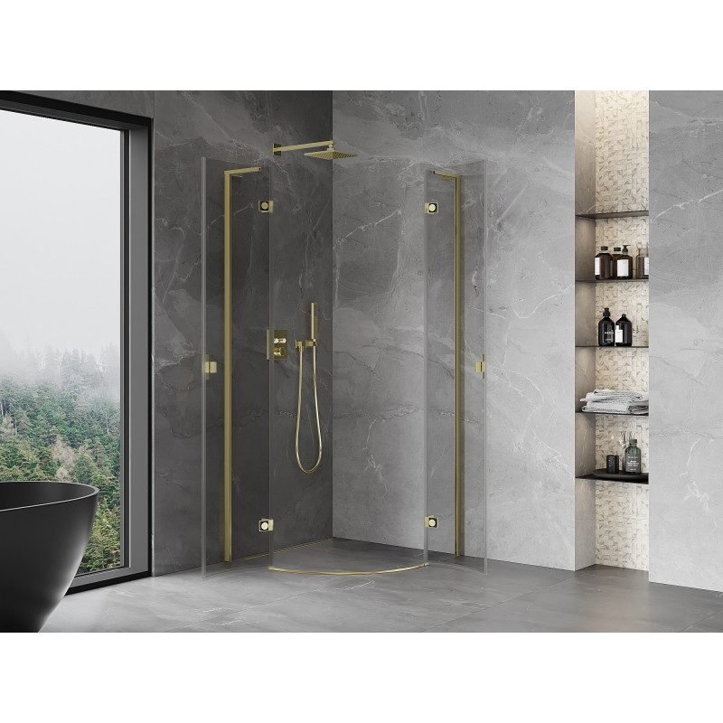 Mexen Mist L Semi-circular Hinged Shower Cabin 90 x 90 cm, Transparent, Gold - 8A33L-090-090-50-00