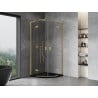 Mexen Mist L cabina doccia semicircolare con porta battente 100 x 100 cm, trasparente, oro spazzolato - 8A33L-100-100-55-00