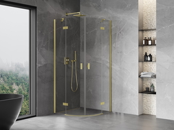 Mexen Mist semicircular shower enclosure hinged 70 x 70 cm, transparent, brushed gold - 8A33-070-070-55-00