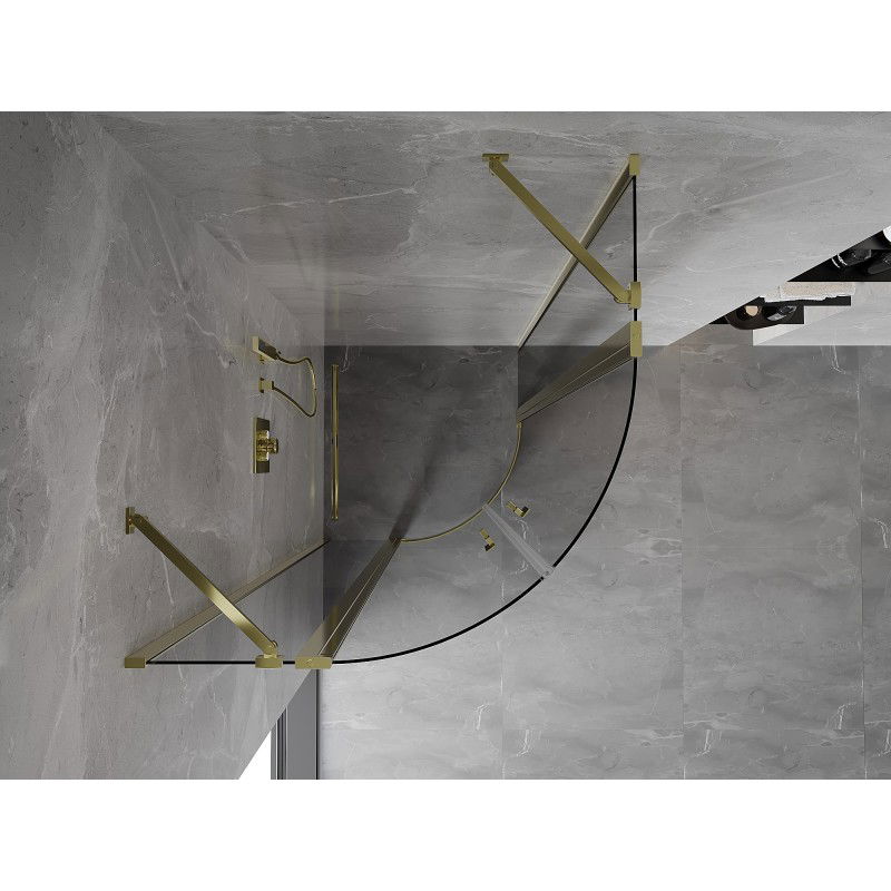 Mexen Mist cabine de duche semicircular de abrir 90 x 90 cm, transparente, dourada - 8A32-090-090-50-00