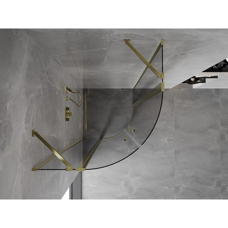 Mexen Mist polkrožna tuš kabina nihajna 90 x 90 cm, prozorni, zlata - 8A32-090-090-50-00