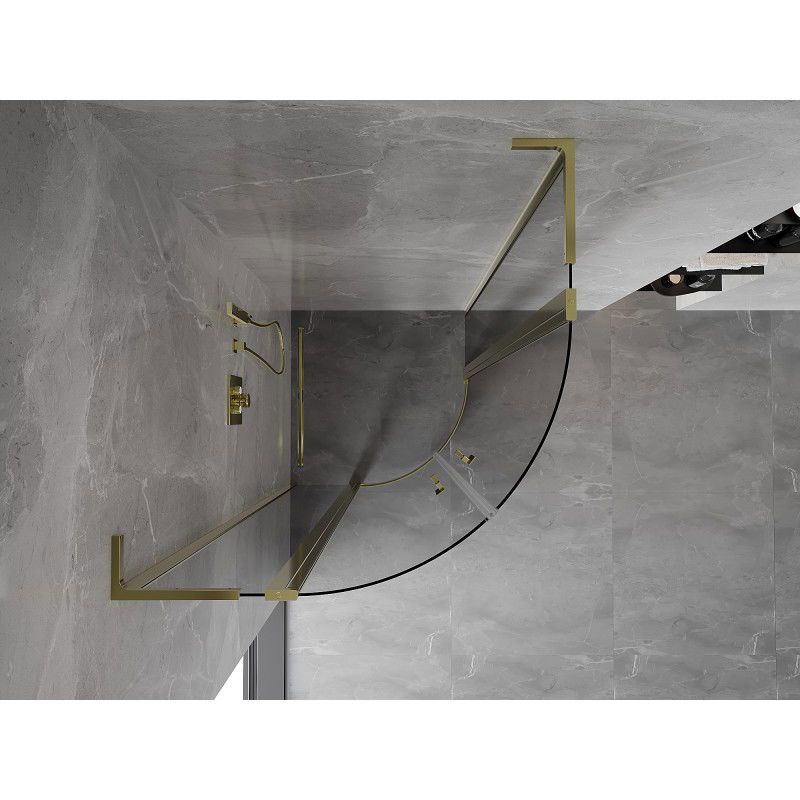 Mexen Mist L cabina doccia semicircolare apribile 80 x 80 cm, trasparente, oro - 8A32L-080-080-50-00