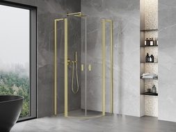 Mexen Mist L Semi-Circular Shower Cabin Hinged 80 x 80 cm, Transparent, Brushed Gold - 8A32L-080-080-55-00