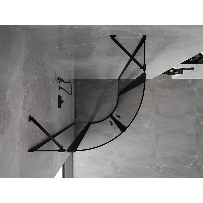 Mexen Mist kabina prysznicowa półokrągła uchylna 90 x 90 cm, czarna ramka, czarna - 8A32-090-090-70-70