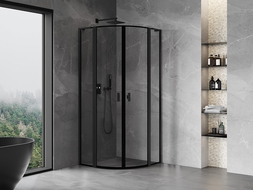 Mexen Mist L semicircular shower enclosure 100 x 100 cm, black frame, black - 8A32L-100-100-70-70