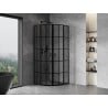 Mexen Mist L 90 x 90 cm Semi-Circular Hinged Shower Cabin, Black Grid, Black - 8A32L-090-090-70-77