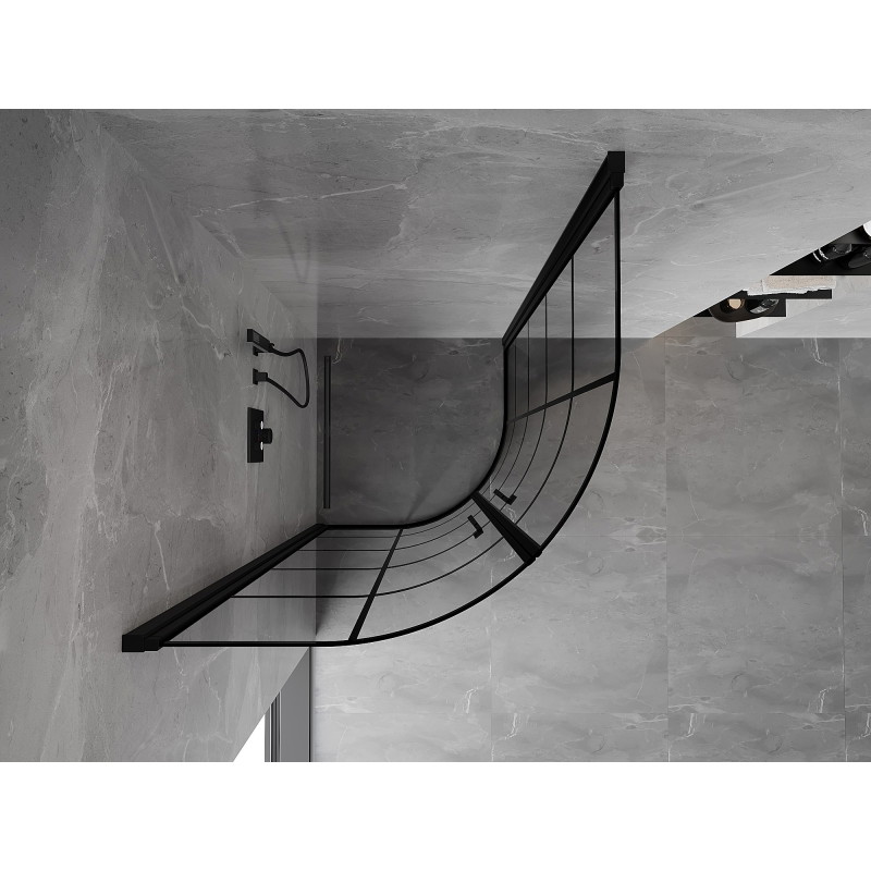 Mexen Mist poolringikujuline dušinurk 90 x 90 cm, must ruudustik, must - 8A31-090-090-70-77